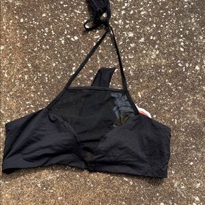 Salty Mermaid. Black Halter Bikini Top. Size Large. NWT